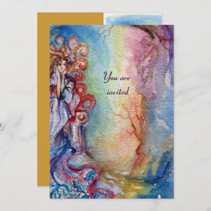 Invitation LADY OF LAKE, bleu vif, jaune rose vif