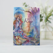 Invitation LADY OF LAKE, bleu vif rose rsvp (Debout devant)