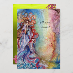 Invitation LADY OF LAKE, chatoyant bleu rose vif jaune