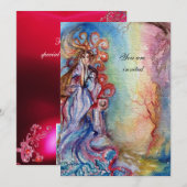 Invitation LADY OF LAKE, gemme rose bleu vif bordeaux (Devant / Derrière)