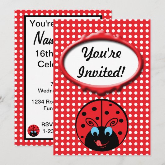 Invitation Ladybug (Devant / Derrière)