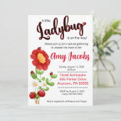 Invitation Ladybug Baby shower invitation, Fille douche (Debout devant)