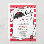 Invitation Ladybug Birthday Invitation, 1er anniversaire (Devant / Derrière)