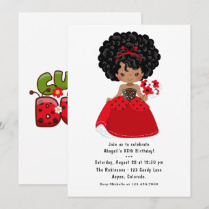 Invitation Ladybug Black Princess Fairy Tale Anniversaire