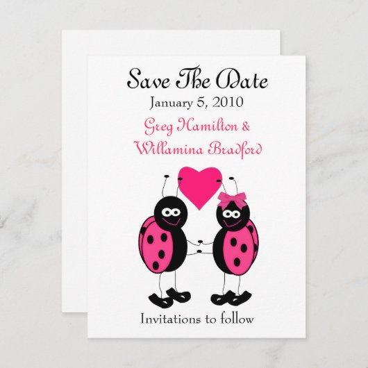 Invitation Ladybug Enregistrer la date Annonces (Devant / Derrière)
