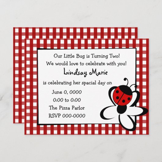 Invitation Ladybug et Daisy (Devant / Derrière)