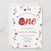 Invitation Ladybug First Birthday  (Devant)