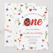 Invitation Ladybug First Birthday (Devant / Derrière)