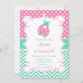 Invitation Ladybug Ladybird Pink fête d'anniversaire (Devant)