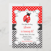Invitation Ladybug Ladybird Red Birthday Party (Devant)
