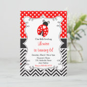 Invitation Ladybug Ladybird Red Birthday Party (Debout devant)