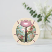 Invitation Ladybug rose floral victorien mignon (Debout devant)