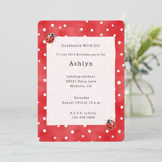 Invitation Ladybugs Birthday (Debout devant)