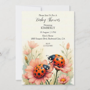 Invitation Ladybugs en fleurs