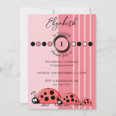 Invitation Ladybugs nom tournant 1 rose rouge 1er anniversair (Devant)