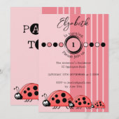 Invitation Ladybugs nom tournant 1 rose rouge 1er anniversair (Devant / Derrière)