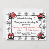 Invitation Ladybugues Fantaisistes Anniversaire (Devant)