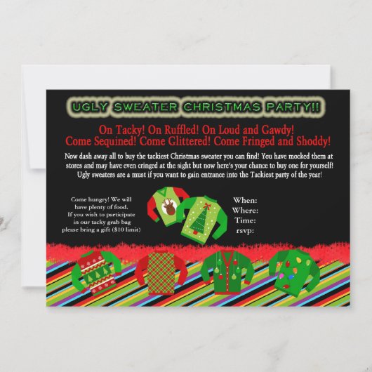 Invitation laid de fête de Noël de chandail (Devant)