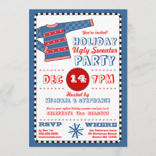 Invitation laide de fête de Noël de chandail de