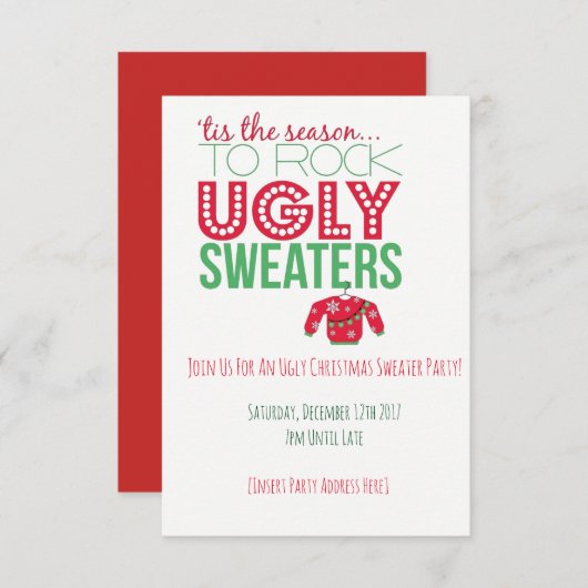 Invitation laide de partie de chandail (Devant / Derrière)