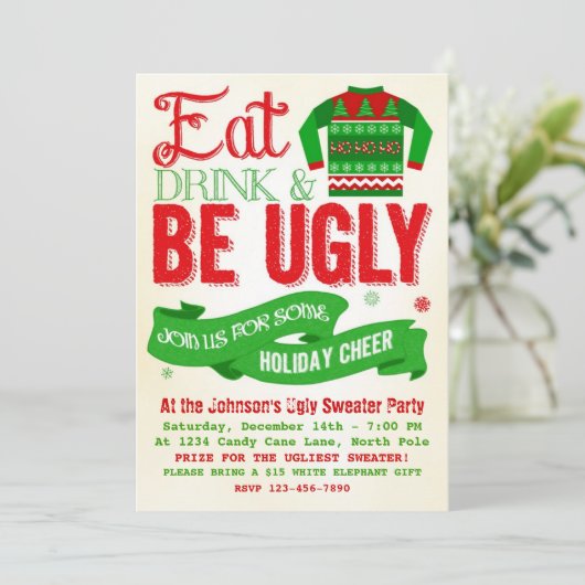 Invitation laide de vacances de fête de Noël de (Debout devant)