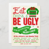 Invitation laide de vacances de fête de Noël de (Devant / Derrière)