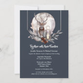 Invitation Laine d'aquarelle de cerf de lune bleu d'hiver (Devant)