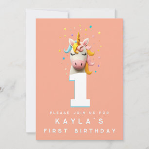 Invitation Laine Felé Unicorne Numéro Anniversaire Fête