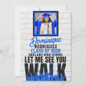 Invitation Laisse-moi te voir marcher | Funny Blue Photo Grad (Devant)