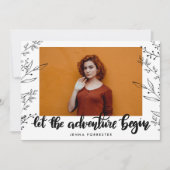 Invitation Laisser Commencer L'Aventure | Feuilles diplômés (Devant)