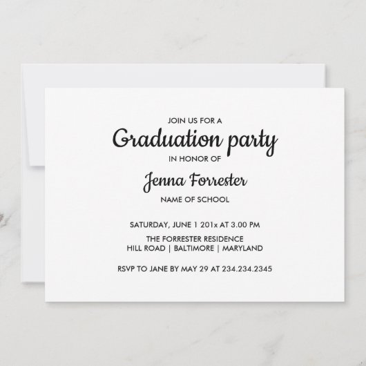 Invitation Laisser Commencer L'Aventure | Feuilles diplômés (Dos)