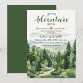 Invitation Laisser l'aventure commencer Forest Boy Baby showe (Devant / Derrière)