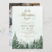 Invitation Laisser l'aventure commencer Forêt Photo Retraite (Devant / Derrière)