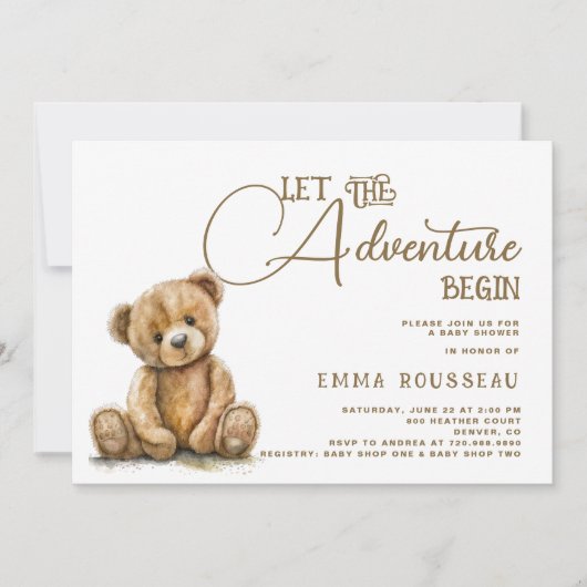 Invitation Laisser L'Aventure Commencer Le Baby shower De L'O (Devant)