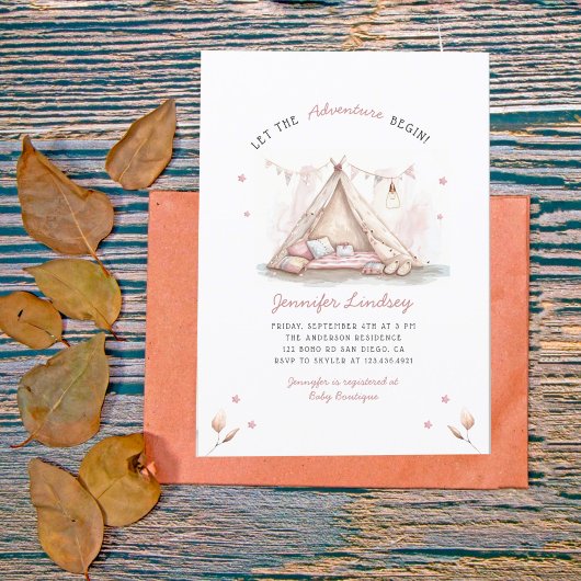 Invitation Laisser l'aventure commencer le Baby shower fille