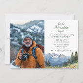 Invitation Laisser L'Aventure Commencer Mountain Photo Retrai (Devant)