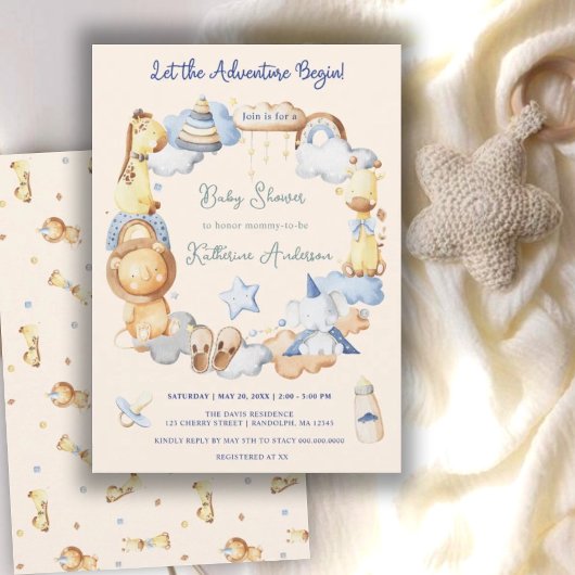 Invitation Laisser l'aventure commencer petit bébé Baby showe