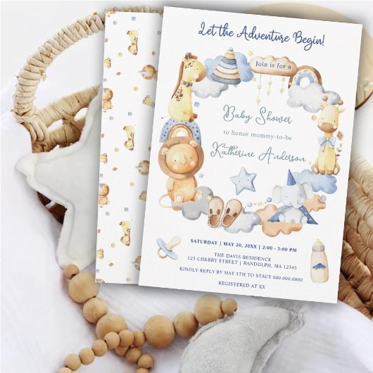Invitation Laisser l'aventure commencer petit bébé Baby showe