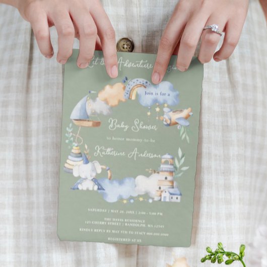 Invitation Laisser l'aventure commencer petit bébé Baby showe