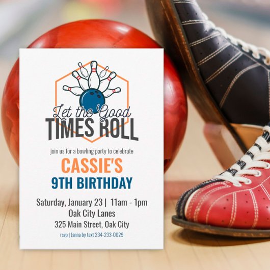 Invitation Laisser le Bon Times Roll Bowling Anniversaire