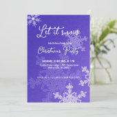 Invitation Laisser neiger indigo snowflakes Noël fête (Debout devant)