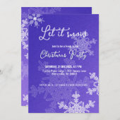 Invitation Laisser neiger indigo snowflakes Noël fête (Devant / Derrière)