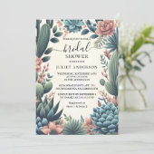 Invitation Laissez Boho Leaf Desert Cactus Fête des mariées S (Debout devant)