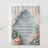 Invitation Laissez Eucalyptus Dentelle Tulle Dusty Fête des m (Devant)