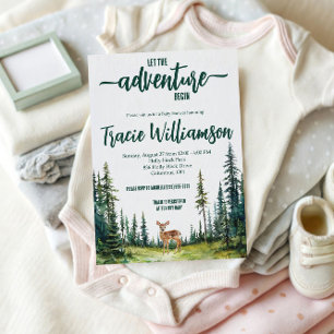 Invitation Laissez l'aventure commencer ! Baby shower foresti