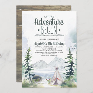 Invitation Laissez L'Aventure Commencer Les Montagnes Camping