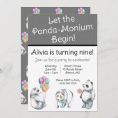 Invitation Laissez le Panda-Monium commencer ! Anniversaire d (Devant / Derrière)