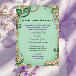 Invitation Laissez les bons temps rouler Masque de Mardi Gras
