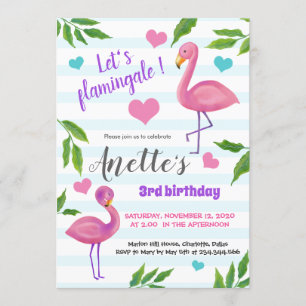 Invitation Laissez-nous anniversaire tropical de Flamants