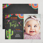 Invitation Laissez-nous cactus mexicain d'anniversaire (Devant / Derrière)